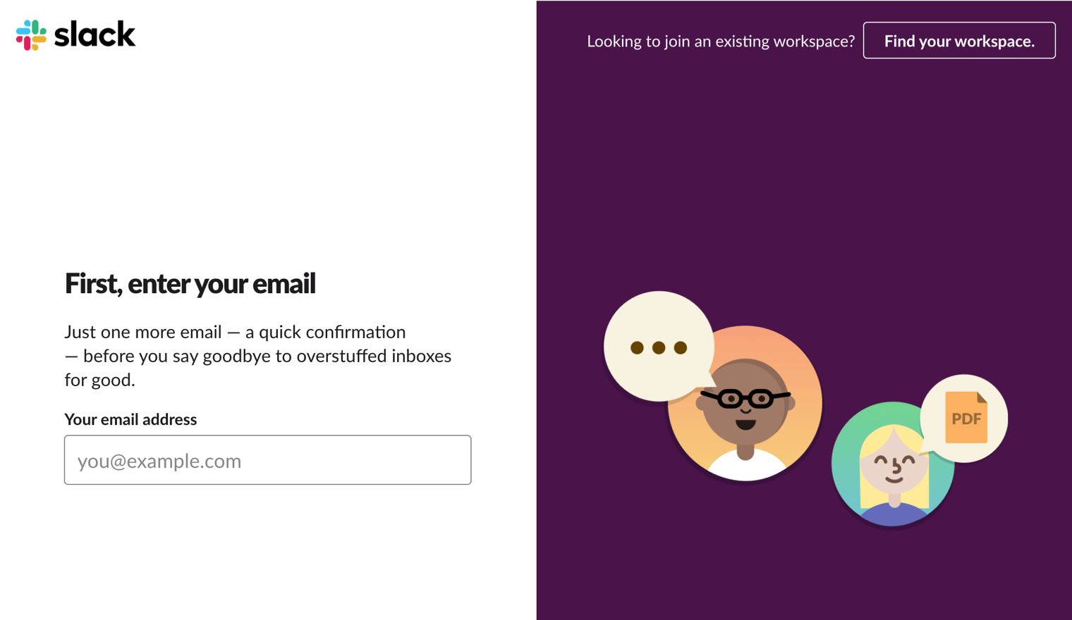 Slack sign up