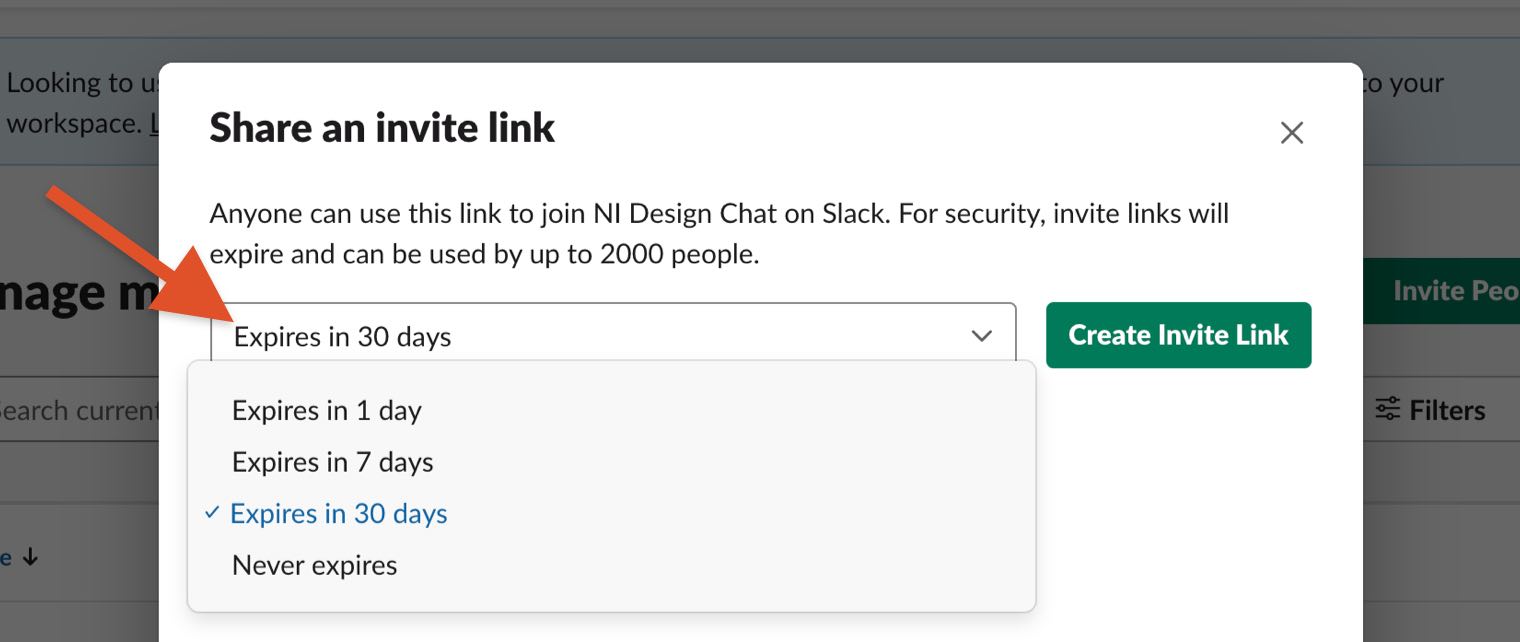 Slack invite never expire