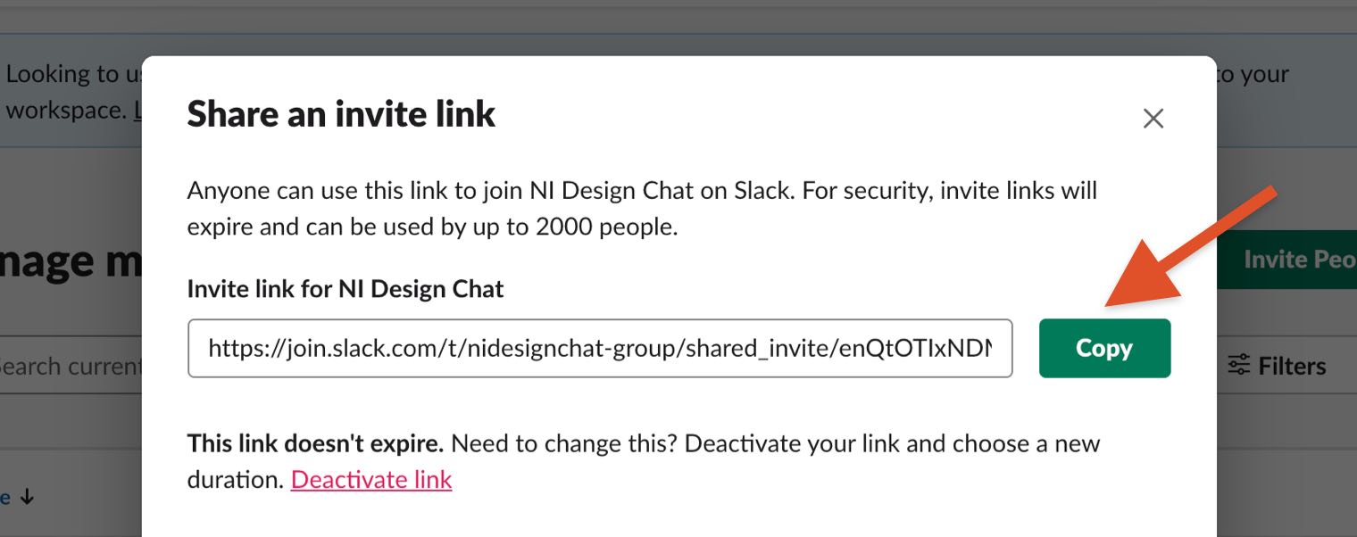 Copy Slack invite